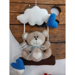 FIOCCO NASCITA ORSO SU ALTALENA AZZURRO KIT