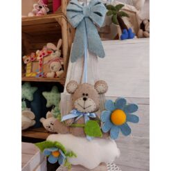 FIOCCO NASCITA ORSO PETALOSO AZZURRO KIT