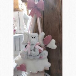 FIOCCO NASCITA ELEFANTE SU NUVOLA ROSA KIT