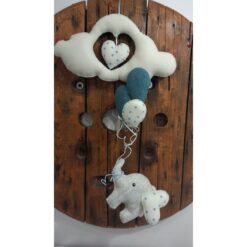 FIOCCO NASCITA ELEFANTINO VOLANTE CELESTE KIT
