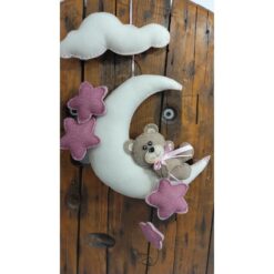FIOCCO NASCITA ORSO SU LUNA CON STELLE ROSA KIT