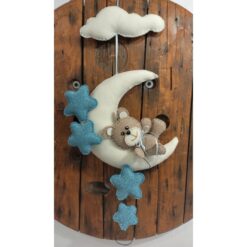 FIOCCO NASCITA ORSO SU LUNA CON STELLE AZZURRO KIT