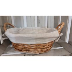 CESTINO LEGNO INTRECCIATO CON STOFFA H. 10X20CM