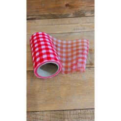 NASTRO ORGANZA DECORATO QUADRO ROSSO H.10CM