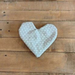 CUORE STOFFA NEUTRO CON PUNTINI PANNA 12X15CM