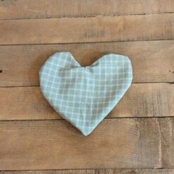 CUORE STOFFA NEUTRO/VERDE 12X15CM