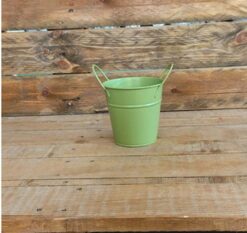 VASO METALLO CON MANICI VERDE DIAM.11CM H.10CM