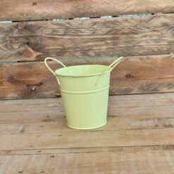 VASO METALLO CON MANICI GIALLO DIAM.11CM H.10CM